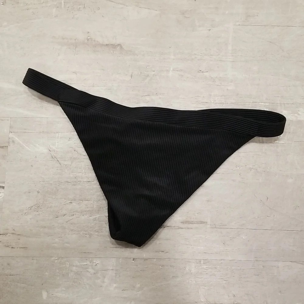 💕FRANKIE'S BIKINIS💕 Grace Cheeky Ribbed Bikini BOTTOM ~ Black XL NWT